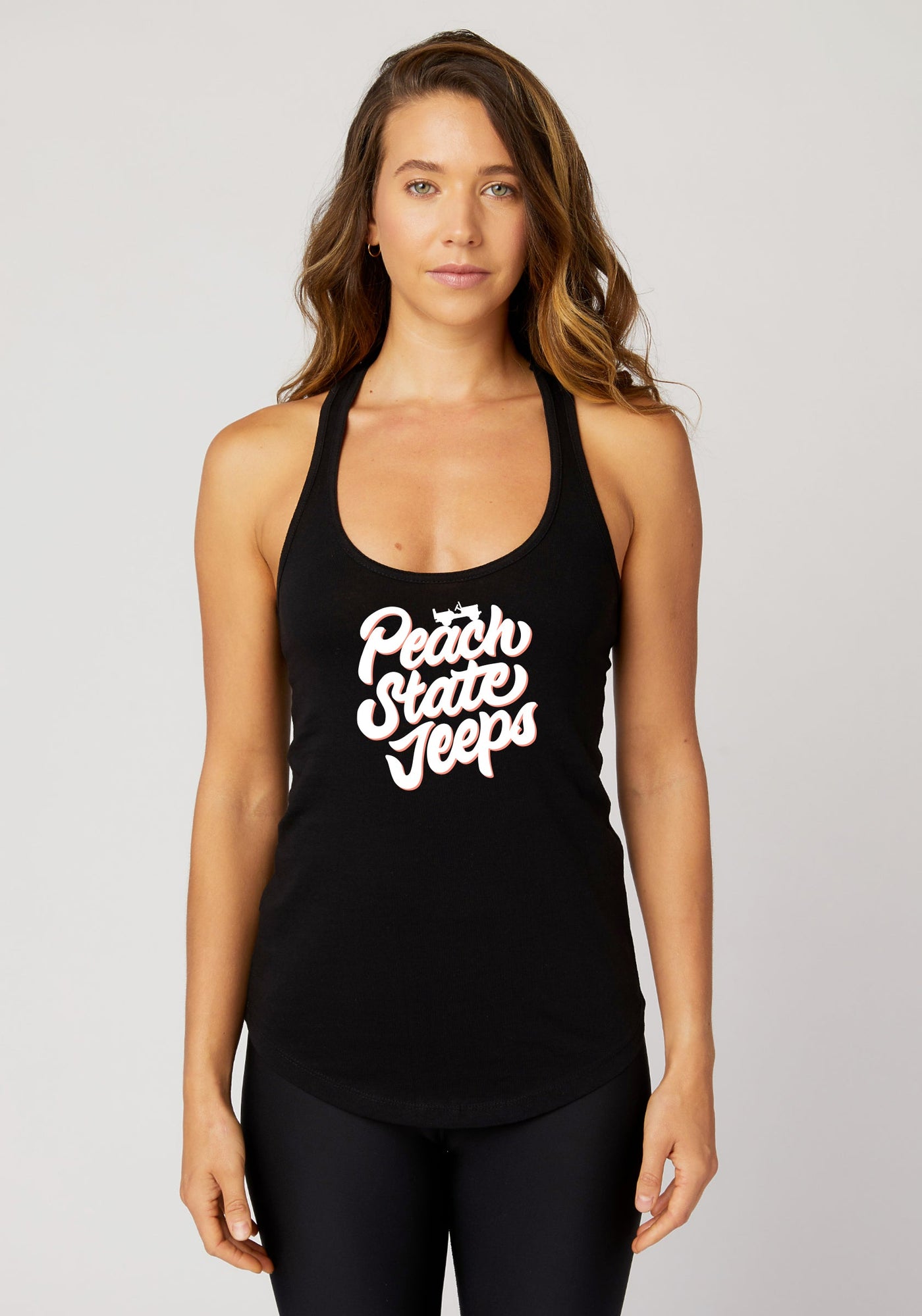 Womens Racer-Back Tank "Peachy Lettered "Logo