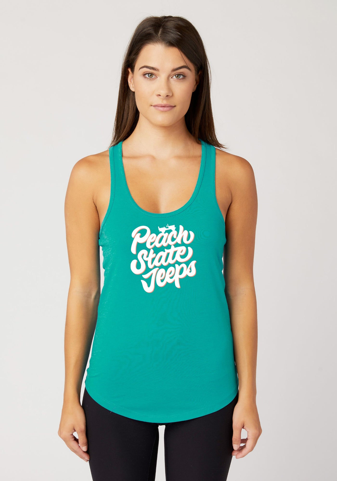 Womens Racer-Back Tank "Peachy Lettered "Logo